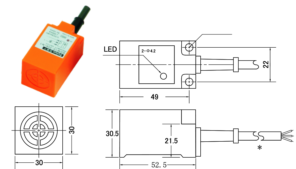 6-36VDC Inductive Switch Proximity Sensors Sn 10mm NPN No