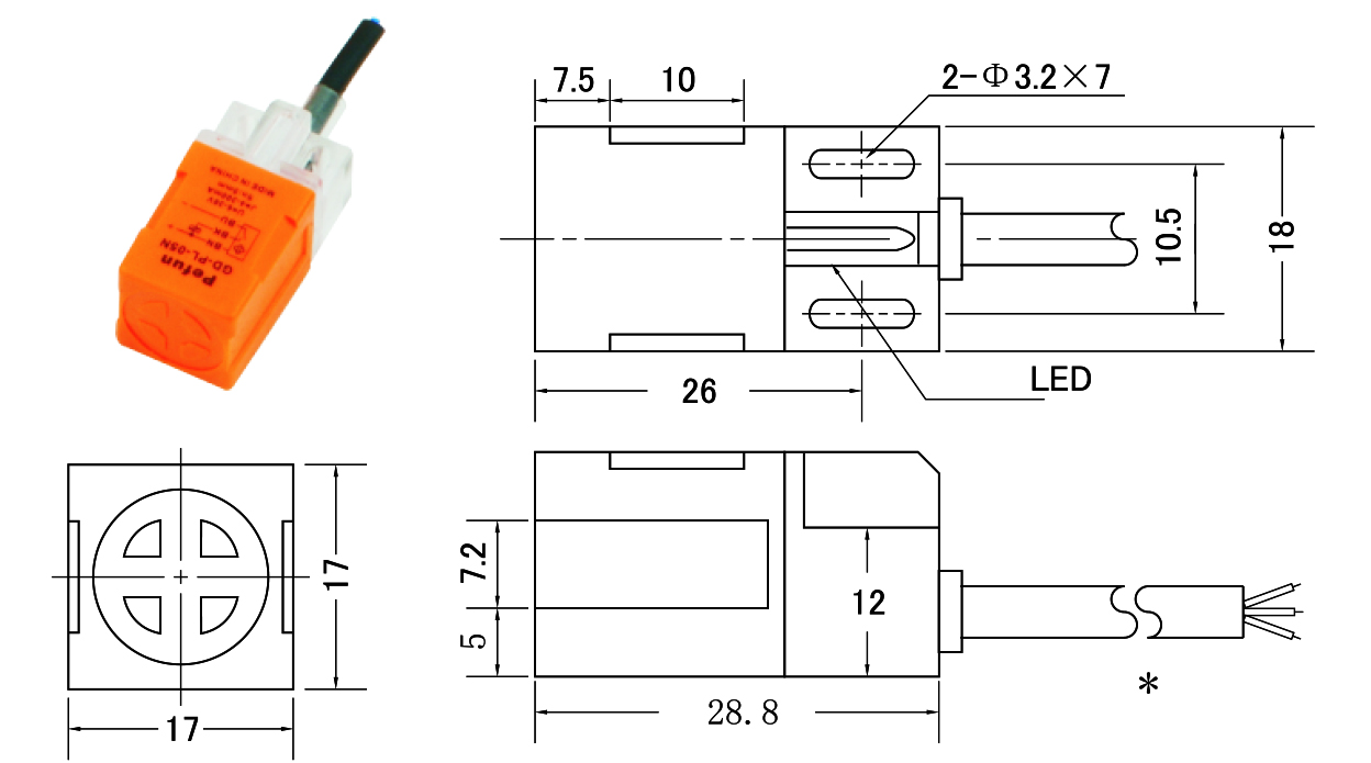 Inductive Proximity Sensor Switch Detection Distance Sn 8mm 6-36VDC Rectangular Type PNP No