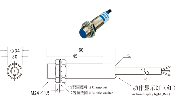 M24*1.5 Flush Capacitive Proximity Sensor Switches NPN PNP NO NC